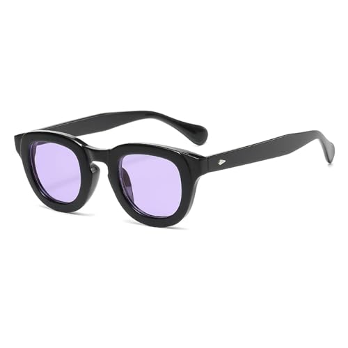 MPOWRX Sonnenbrille Ovaler Rahmen Dicker Rahmen Mehrfarbige Sonnenbrille Klassischer Retro-Stil Damen-schwarz lila von MPOWRX