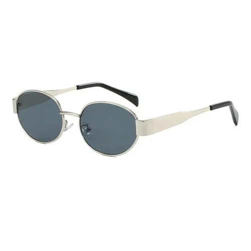 MPOWRX Sonnenbrille für Damen Herren Kleiner Metallrahmen Sonnenbrille Schatten UV400 Schutz-Silber Schwarz-Als Bild von MPOWRX
