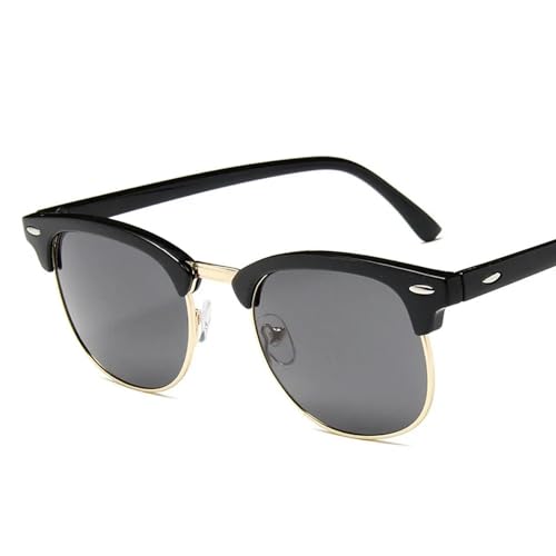 MPOWRX Sonnenbrille für Damen und Herren Semi Rimless SunGlasses UV400 Protection-01 Gold-Gray-As Bild von MPOWRX