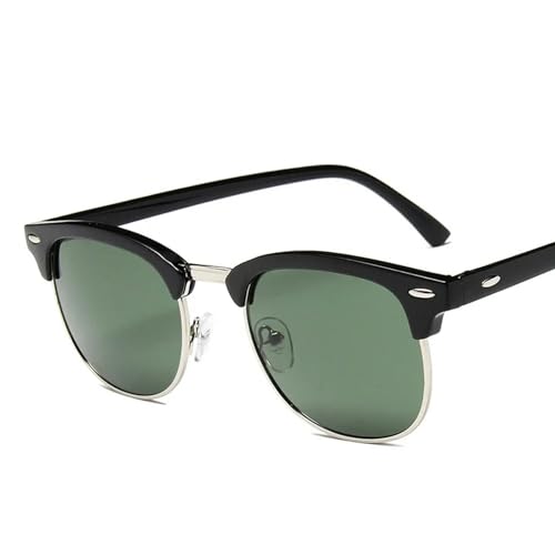 MPOWRX Sonnenbrille für Damen und Herren Semi Rimless SunGlasses UV400 Protection-03 Silber-Grün-As Bild von MPOWRX