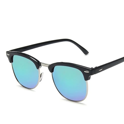 MPOWRX Sonnenbrille für Damen und Herren Semi Rimless SunGlasses UV400 Protection-07 Schwarz-Grün-AS Bild von MPOWRX