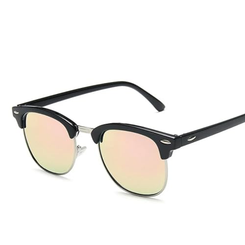 MPOWRX Sonnenbrille für Damen und Herren Semi Rimless SunGlasses UV400 Protection-08 Schwarz-Pink-AS Bild von MPOWRX