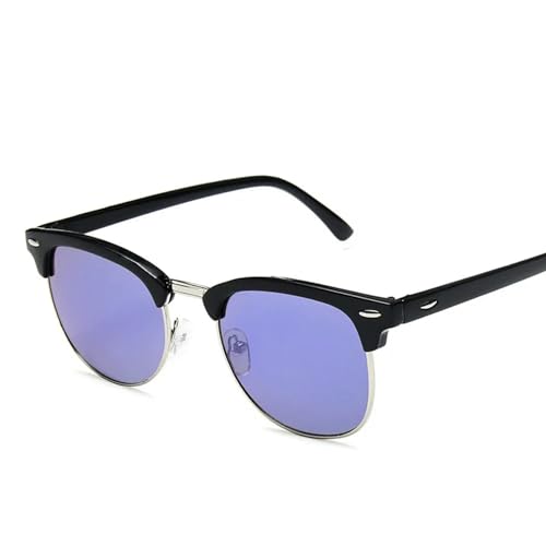 MPOWRX Sonnenbrille für Damen und Herren Semi Rimless SunGlasses UV400 Protection-09 Schwarz-Blau-Als Bild von MPOWRX