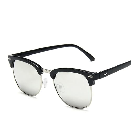 MPOWRX Sonnenbrille für Damen und Herren Semi Rimless SunGlasses UV400 Protection-11 Schwarz-Silber-AS Bild von MPOWRX