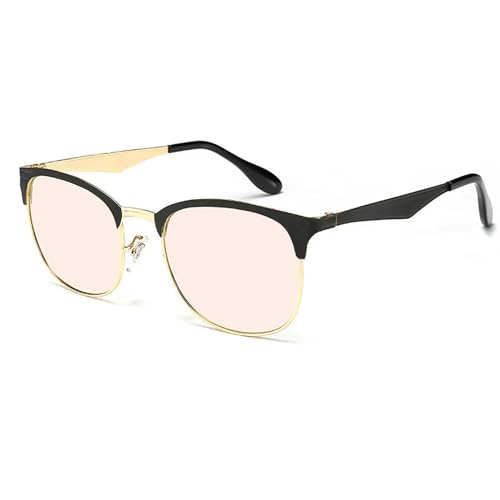 Metall-Sonnenbrille für Männer und Frauen Klassische Sonnenbrille UV400-3538-Gold rosa von MPOWRX