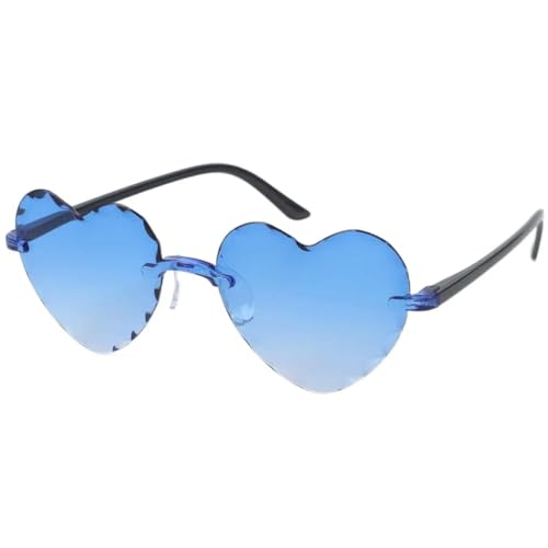 Pfirsich Herz Männer und Frauen Stil Paar Niedliche Sonnenbrille UV 400 Schutz-5006-blau von MPOWRX