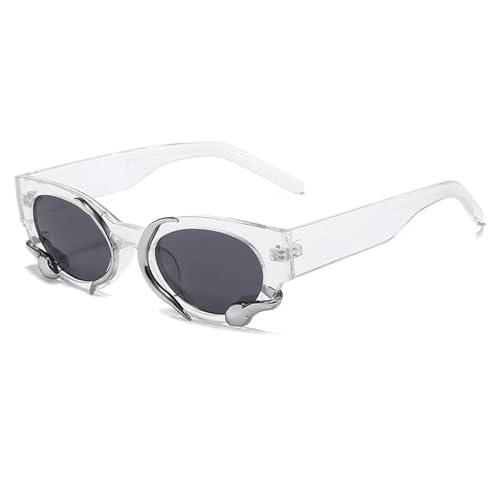 Retro Cat Eye Sonnenbrille Frauen Metall Dekoration Brille Sonnenbrille Brille UV400-C6Grau-Schwarz-Wie das Bild von MPOWRX