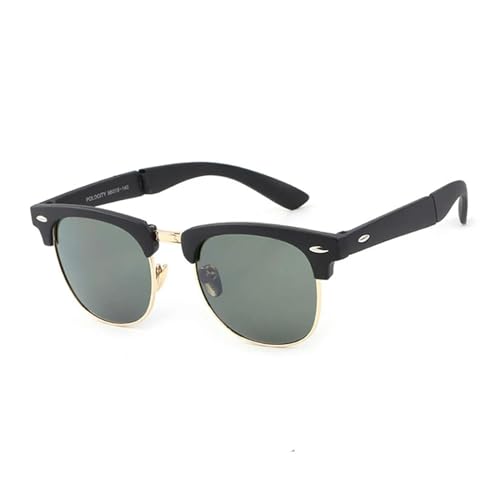 Retro Metall Klassische Autofahrerbrille für Männer und Frauen Einzigartiges Design Faltbare Sonnenbrille - 1287-Schwarzgold G15 von MPOWRX