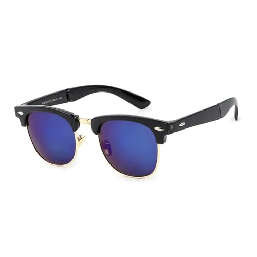 Retro Metall Klassische Autofahrerbrille für Männer und Frauen Einzigartiges Design Faltbare Sonnenbrille - 1287-schwarz gold blau von MPOWRX