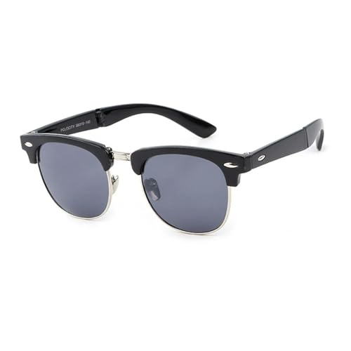 Retro Metall Klassische Autofahrerbrille für Männer und Frauen Einzigartiges Design Faltbare Sonnenbrille-1287-schwarz silber von MPOWRX