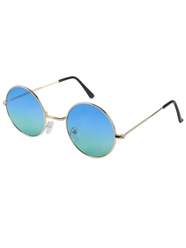 Runder Rahmen Metall Ocean Sonnenbrille Cool für Männer und Frauen Sonnenbrille-1177-blau grün von MPOWRX