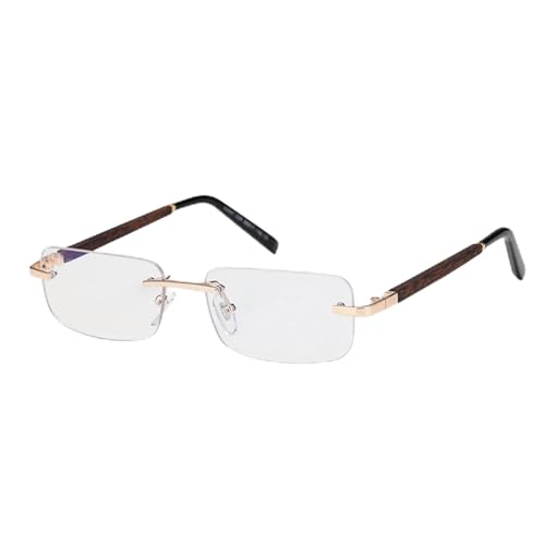 Sonnenbrille Damen Männer Vintage Rechteck Holz Sonnenbrille UV400 Autofahrerbrille Rahmenlos-Anti blaue Linse-als Bild anzeigen von MPOWRX