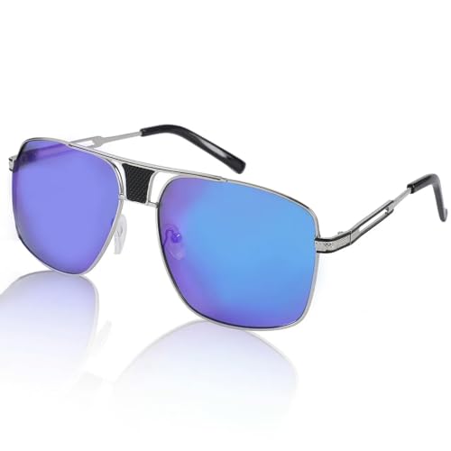 Sonnenbrille Männer Und Frauen Einfache Brille UV 400 Schutz Outdoor Sport-1179-Silber blau von MPOWRX