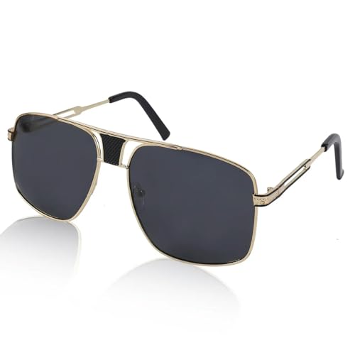 Sonnenbrille Männer Und Frauen Einfache Brille UV 400 Schutz Outdoor Sports-1179-Gold grau von MPOWRX
