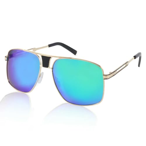 Sonnenbrille Männer Und Frauen Einfache Brille UV 400 Schutz Outdoor Sports-1179-Gold grün von MPOWRX
