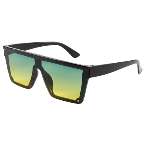 Sonnenbrille für Männer und Frauen Großer Rahmen Einzigartiges Design Dekorativer UV 400 Schutz-8238-schwarz grün von MPOWRX