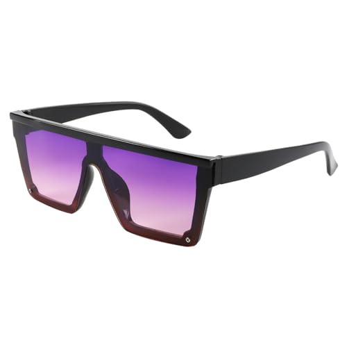 Sonnenbrille für Männer und Frauen Großer Rahmen Einzigartiges Design Dekorativer UV 400 Schutz-8238-schwarz lila von MPOWRX