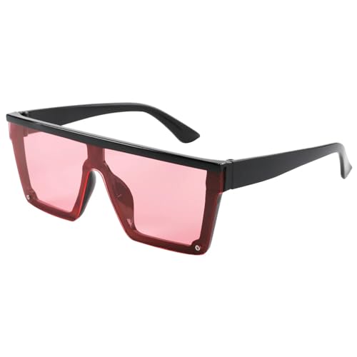 Sonnenbrille für Männer und Frauen Großer Rahmen Einzigartiges Design Dekorativer UV 400 Schutz-8238-schwarz rosa von MPOWRX