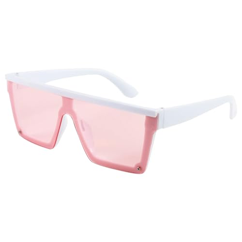 Sonnenbrille für Männer und Frauen Großer Rahmen Einzigartiges Design Dekorativer UV 400 Schutz-8238-weiß rosa von MPOWRX