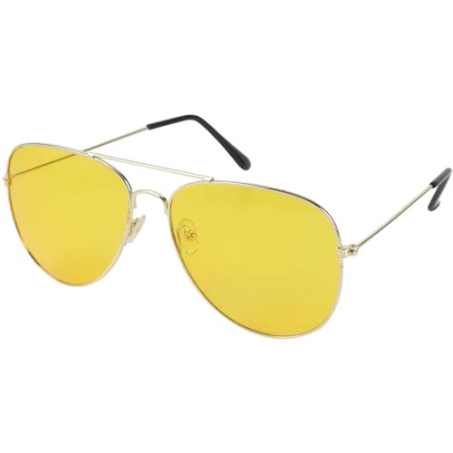 Sonnenbrille für Männer und Frauen Pilot Metall Ovale Brille Reise Radfahren Outdoor Anti-UV 400-3026-gold gelb von MPOWRX