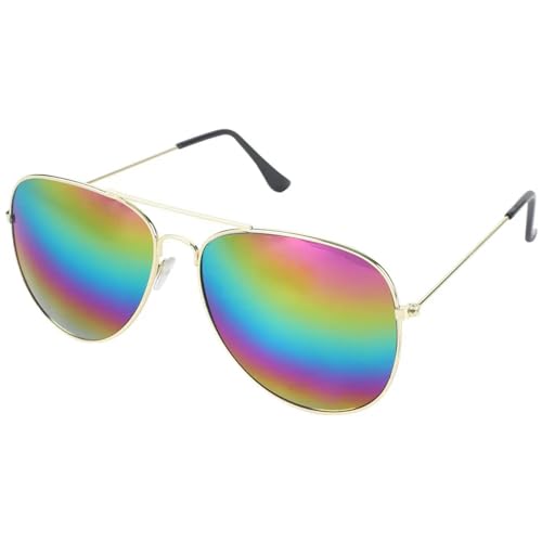 Sonnenbrille für Männer und Frauen Pilotenmetall Ovale Brille Reise Radfahren Outdoor Anti-UV 400-3026-Gold Farbe von MPOWRX
