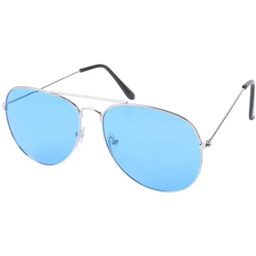 Sonnenbrille für Männer und Frauen Pilotenmetall Ovale Brille Reise Radfahren Outdoor Anti-UV 400-3026-Silber Blau von MPOWRX