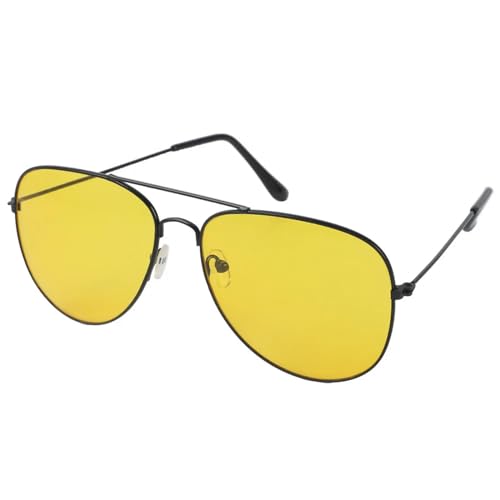 Sonnenbrille für Männer und Frauen Pilotenmetall Ovale Brille Reise Radfahren Outdoor Anti-UV 400-3026-schwarz gelb von MPOWRX