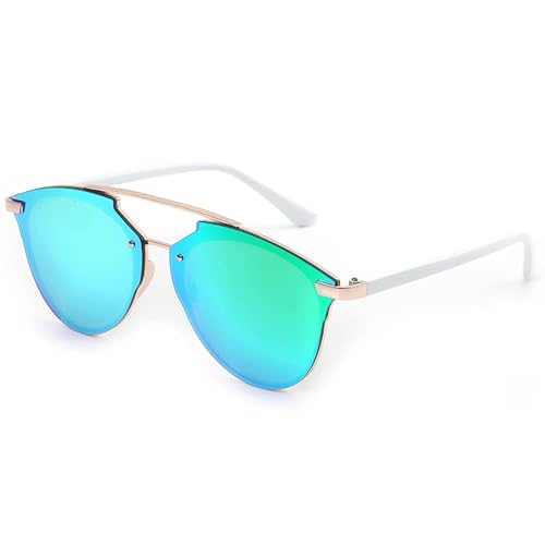 Sonnenbrillen aus Metall Rahmen Damen Herren Sonnenbrille UV 400 -rap16-Grün Quecksilber von MPOWRX