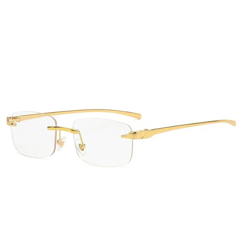 Vintage randlose rechteckige Sonnenbrille Frauen Bonbonfarben Männer Gradient Sonnenbrille - Gold Transparent - Als Bild von MPOWRX