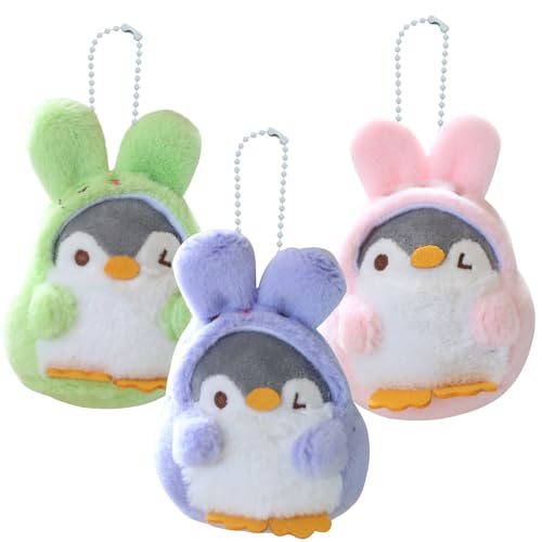 MPQDFG 3 Stück Plüschtier Pinguin SchlüsselanhängeL Cartoon SchlüsselanhängeL Plüschpuppe Anhänger SchlüsselanhängeL Blau Rosa Gelb Cartoon Anime Kinder Schlüsselanhänger Tasche Anhänger Zubehör von MPQDFG