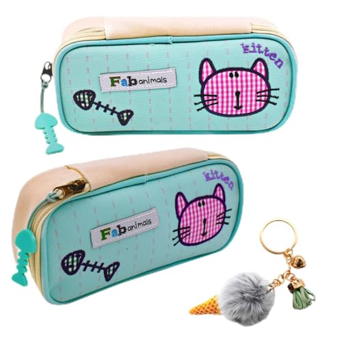 MPQDFG Cartoon Design Große Kapazität Multifunktion Schreibtasche, Bleistift Box Schlüsselanhänger 2 Stück, Reise Kosmetik Tasche Schule Schreibtasche Jungen Mädchen Schule Geschenke von MPQDFG