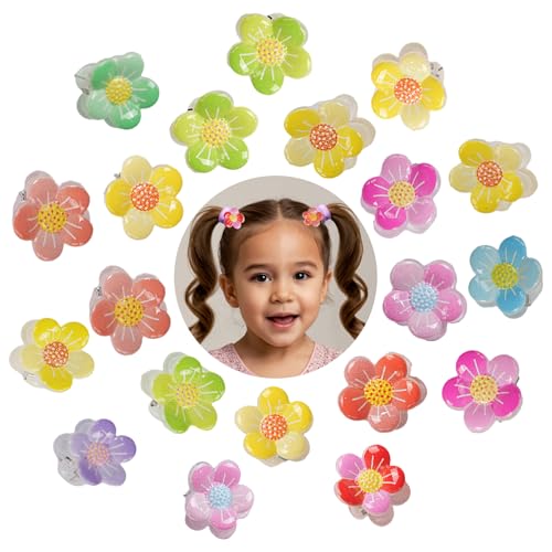 Mini-Haarklammern für Babys, Mädchen, 20 Farben, 20 Farben, 40 Stück (Blume, 20 Stück) von MPRVAKYF