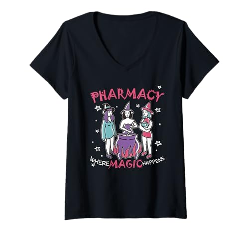 Damen Apotheke Apotheker Where Magic Happens PTA PKA T-Shirt mit V-Ausschnitt Damen Apotheke Apotheker Where Magic Happens PTA PKA T-Shirt mit V-Ausschnitt von MPSX Design - Pharmacy