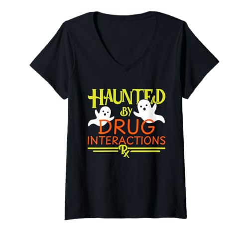 Damen Apotheke Apotheker Halloween Haunted PTA PKA T-Shirt mit V-Ausschnitt Damen Apotheke Apotheker Halloween Haunted PTA PKA T-Shirt mit V-Ausschnitt von MPSX Design - Pharmacy Halloween