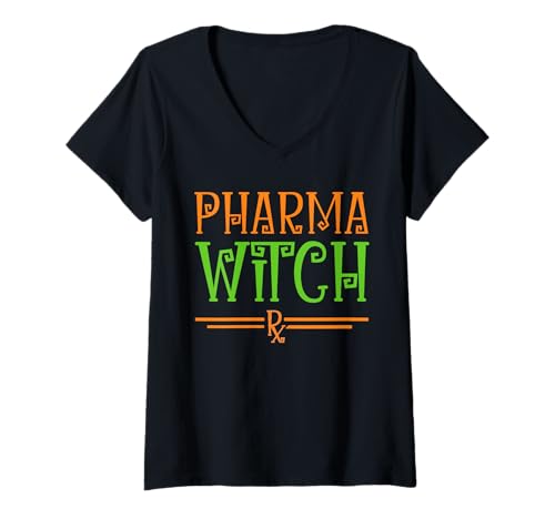 Damen Apotheke Apotheker Halloween Pharma Witch PTA PKA T-Shirt mit V-Ausschnitt Damen Apotheke Apotheker Halloween Pharma Witch PTA PKA T-Shirt mit V-Ausschnitt von MPSX Design - Pharmacy Halloween