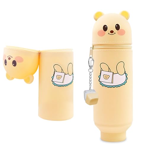 MPXEAVG 2 in 1 Weiche Silikontasche Kawaii Federmäppchen, Stiftetasche Kawaii Federmäppchen aus Weichem Silikon, 2 in 1 Silikon Federmäppchen, Cartoon Federmäppchen für Teenager von MPXEAVG