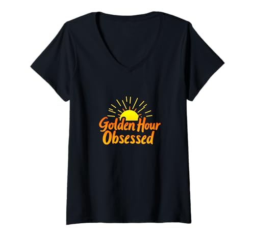 Damen Goldene Fotos T-Shirt mit V-Ausschnitt von MPhoto