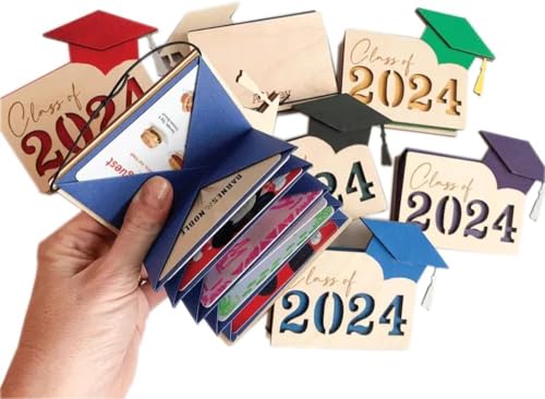 Geschenkkartenhalter für Absolventen, 2024, personalisierbare hölzerne Abschlusskarten-Box, Multi-Karten-Etui, personalisierter Umschlag, Kartenetui, Abschluss-Karten-Geldbörse, Blau, Blau von MQF