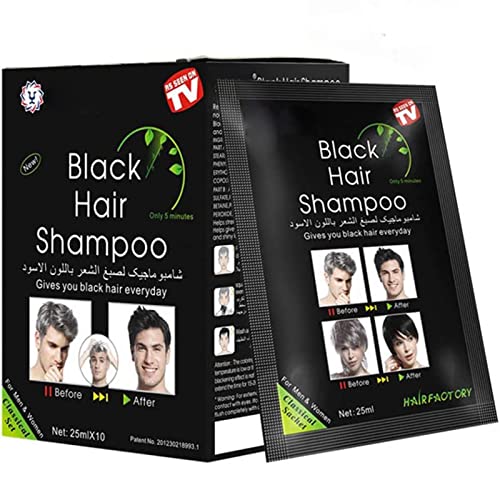 MQFORU, Instant-Haarfarbe für Männer und Frauen, schwarzes Haarfärbe-Shampoo, schwarze Farbe, einfach anzuwenden, hält 30 Tage, natürliche Inhaltsstoffe von MQFORU