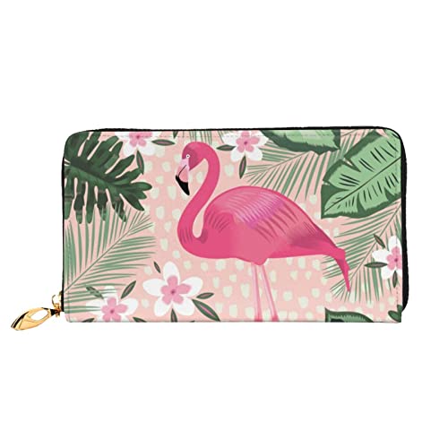 Damen Geldbörse Clutch Geldbörse Flamingo Print Lange Leder Geldbörsen Reißverschluss Um Kreditkartenhalter, Flamingo, One Size, Modern von MQGMZ