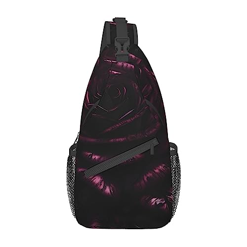 Grüne Blätter der Palme Tropische Pflanze Druck Sling Bag Crossbody Sling Rucksack Reise Wandern Brust Taschen Für Frauen Männer, Gothic Rose, Einheitsgröße von MQGMZ