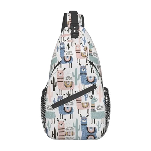 Leopardenmuster Sling Bag Crossbody Sling Rucksack Reise Wandern Brust Taschen Für Frauen Männer, Lama-Alpaka-Kaktus, Einheitsgröße von MQGMZ