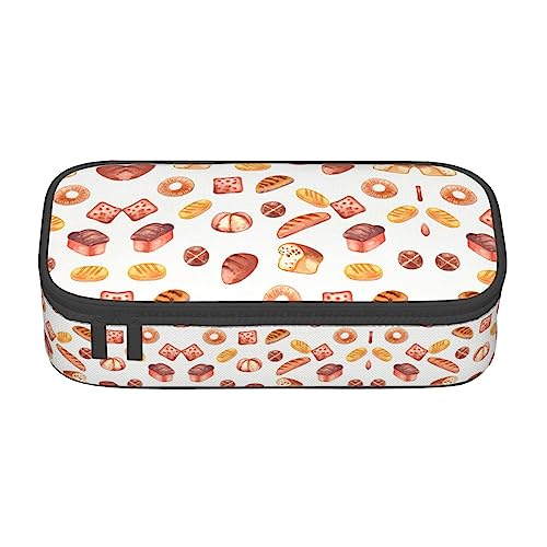 MQGMZ Bemalte Brot Druck Reißverschluss Große Kapazität Bürobedarf Bleistift Fall unisex für Organizer Stift Box Beutel von MQGMZ