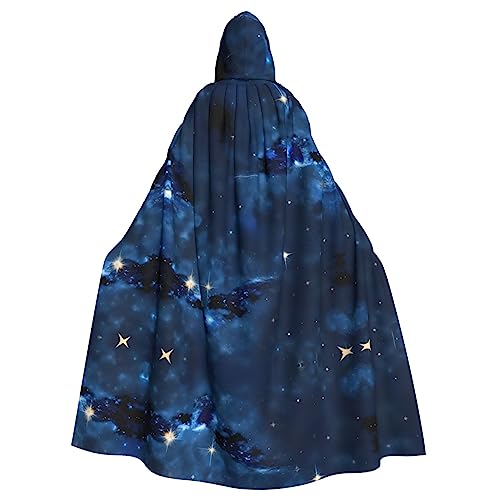 MQGMZ Blauer Mini-Blumen-Wirbel-Druck niedlicher Unisex Weihnachten Kapuzenmantel Umhang Vampir Halloween Hexe Umhang Cosplay Kostüm, Blue Galaxy, Einheitsgröße von MQGMZ