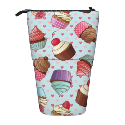 MQGMZ Cupcake-Muster Druck Stehende Schreibwaren Tasche Fall Große Bleistift Tasche Schreibwaren Stift Tasche Für Teenager Mädchen von MQGMZ