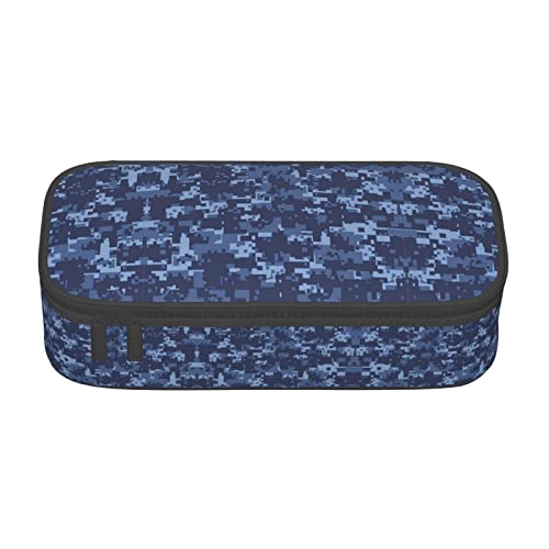 MQGMZ Federmäppchen mit Camouflage-Muster, Unisex, Reißverschluss, großes Fassungsvermögen, mit Bürobedarf, 21,6 x 9,4 x 5,1 cm, Blau von MQGMZ