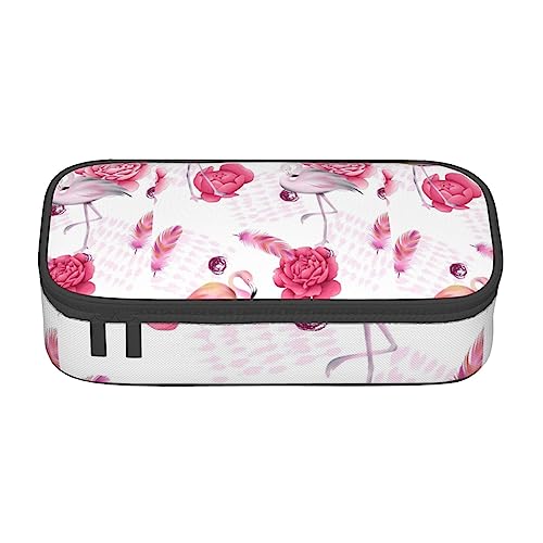 MQGMZ Federmäppchen mit pinkem Flamingo-Druck, Unisex, Reißverschluss, großes Fassungsvermögen, mit Bürobedarf, 21,6 x 9,4 x 5,1 cm von MQGMZ