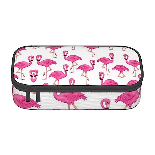 MQGMZ Federmäppchen mit pinkem Flamingo-Druck, Unisex, Reißverschluss, großes Fassungsvermögen, mit Bürobedarf, 21,6 x 9,4 x 5,1 cm von MQGMZ