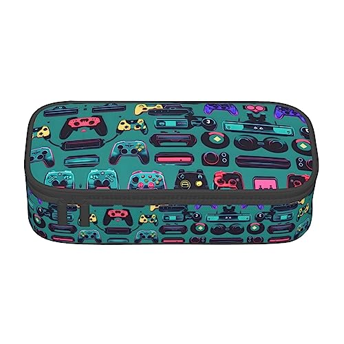 MQGMZ Gaming Controller Muster Drucken Reißverschluss Große Kapazität Bürobedarf Federmäppchen Unisex für Organizer Pen Box Pouch von MQGMZ