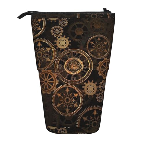 MQGMZ Gears Clock Bronze Century Print Standing Schreibwaren Tasche Fall Große Bleistift Tasche Schreibwaren Stift Tasche Für Teenager Mädchen von MQGMZ